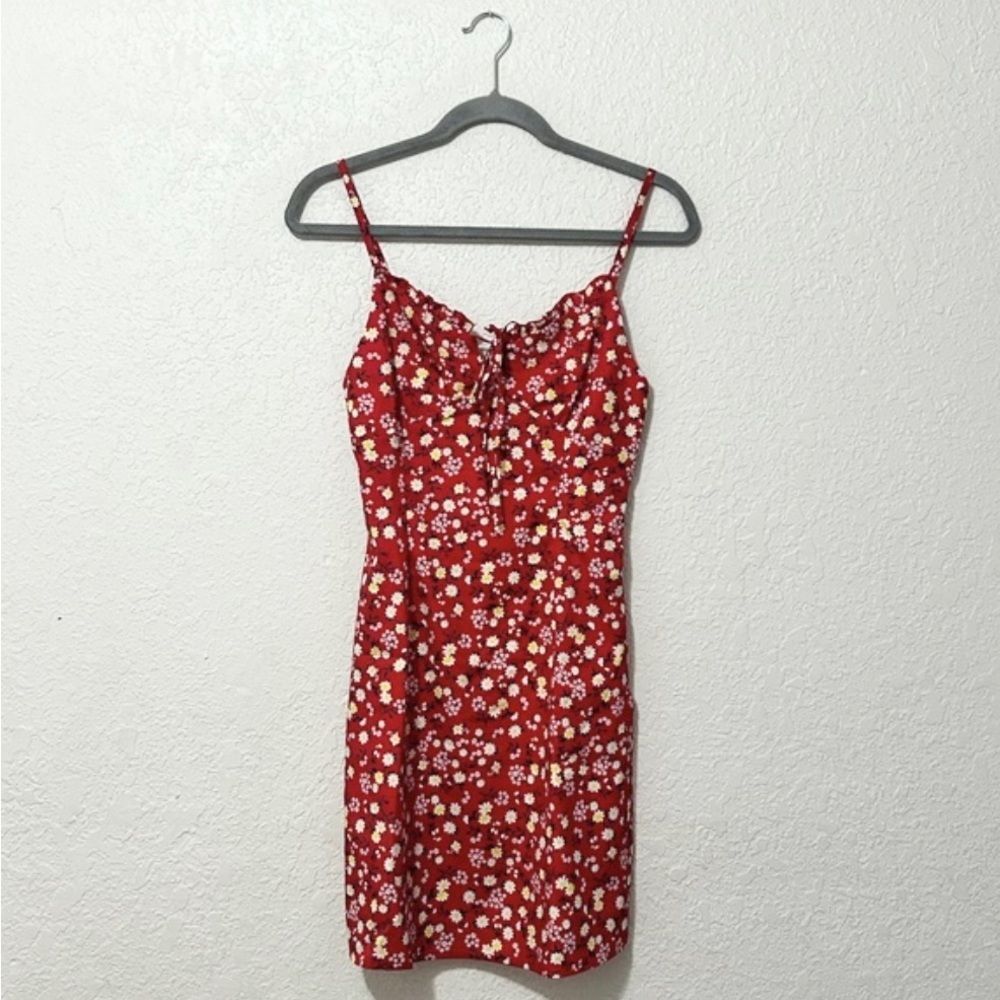 SHEIN red floral sundress size XS